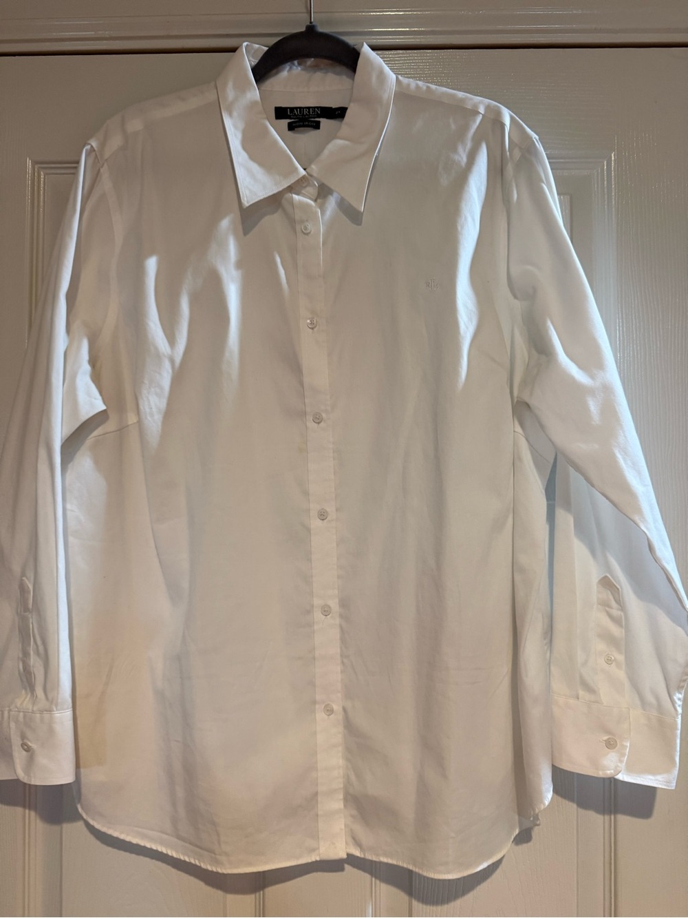 Lauren Ralph Lauren 2X White Non Iron Button Down Shirt LRL Logo